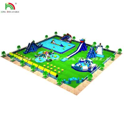China Water Park Project Design Playground Games Inflatable Obstacle Course Water Bouncy Slide With Pool for sale