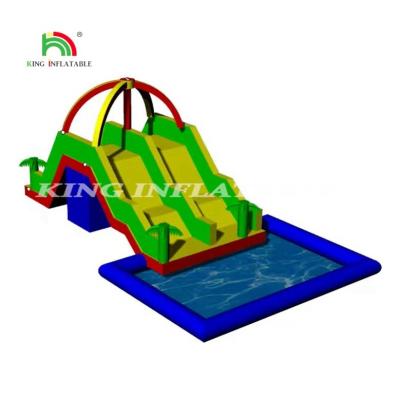 China Inflatable Water Slide With Pool Double Lane Slide With Pool for sale