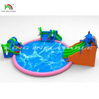 China Ventas directas de fábrica tobogán de agua inflable Parque acuático abierto con piscina en venta
