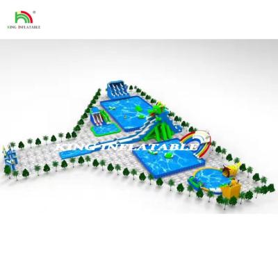 China Large Water Park Inflatable Water Slide Pool Amusement Park Inflatable Ground Water Park Games en venta