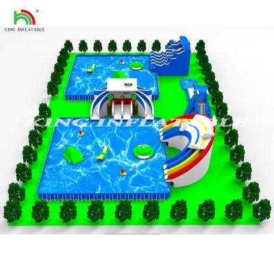 China Customized Land Water Amusement Equipment Pool Slides Outdoor Inflatable Water Park for sale