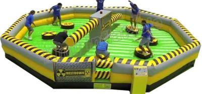 China Challenge Inflatable Meltdown Wipeout Sport Game With Rotative Machine for sale