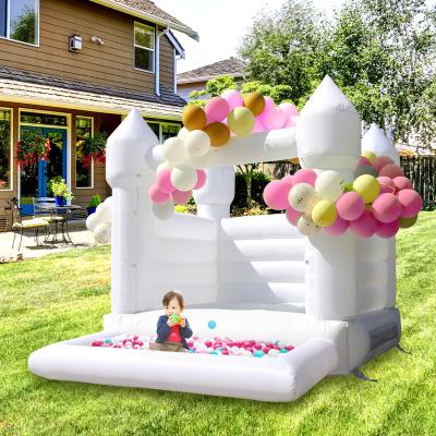 China Commercial Party Rental Inflatable Bouncer Castle Jumper Bounce House White Bouncy Castle With Pool for sale