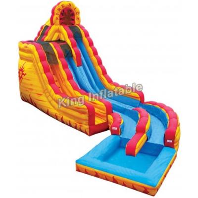 China 20 Feet Big Yellow / Blue Fire & Ice Wet Dry Inflatable Water Slide For Water Park for sale