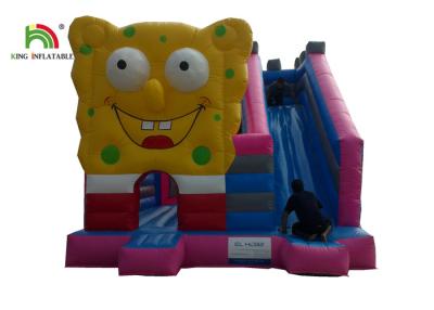 China Pink Spongebob House Inflatable Jumping Castle With Square Pants And Side for sale