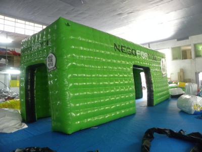 China Green Square Inflatable Event Tent with 0.6mm - 0.9mm PVC Tarpaulin , Waterproof and Fire Resistant for sale