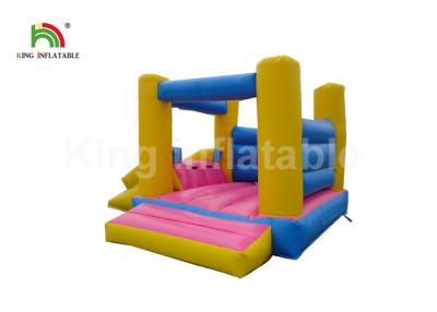 China 0.55 mm PVC Tarpaulin Commercial Bounce Houses With Slide Ocean Blue Color for sale