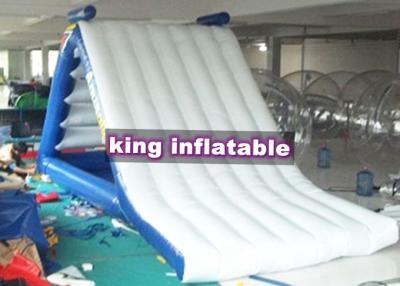 China Triangle Inflatable Water Slide With Ladder For water Parks White And Blue for sale