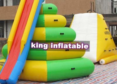 China Heat Sealed Inflatable Water Park , Aqua Floating Island Climbing Tower Slide for sale