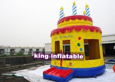 China Hand Drawed Happy Birthday Cake Inflatable Bouncy Castle For Family 4m Diameter for sale