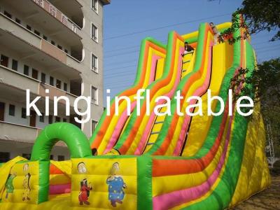 China Giant Double Lane Inflatable Dry Slide Colorful Cartoon Printing For Amusement Park for sale
