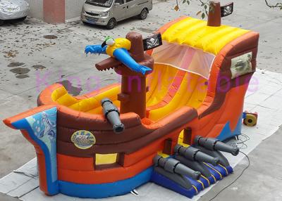 China Colorful CE Inflatable Forest Shuttle Bus Dry Slide 0.55mm Plato PVC pirate ship slide for sale