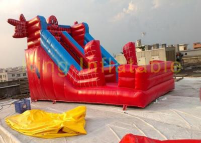 China Red / Blue Spider Man Inflatable Dry Slide Outdoor Giant Waterproof / Anti - UV Slide for sale