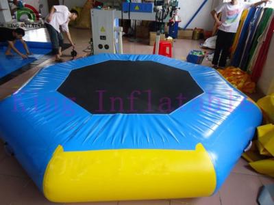 China Yellow / Blue 3m Diameter Inflatable Water Park Trampoline PVC Toy For Water Park for sale