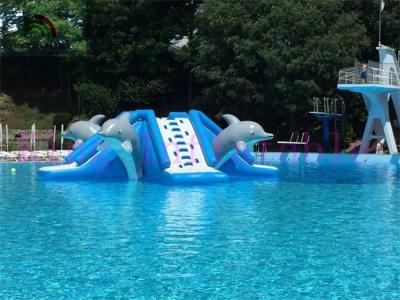 China Commercial 0.9mm PVC Tarpaulin Inflatable Big Air Slide Dolphin Toy For Water Park for sale