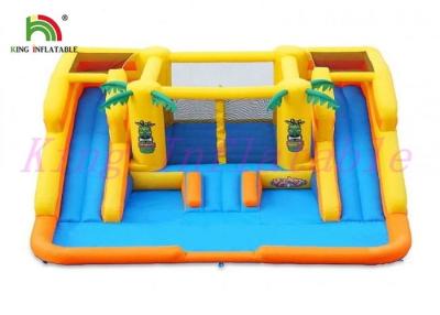 China Yellow Blue Plato PVC Tarpaulin Blow Up Water Slide With Bouncer For Amusement for sale
