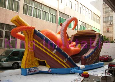 China Outdoor Octopus inflatable Boat Dry Slide With Tow Lane for kids paradise fun city for sale