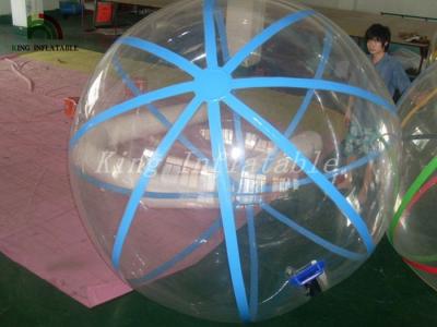 China 1.0mm PVC Transparent Walk On Water Inflatable Ball With Blue Strings for sale