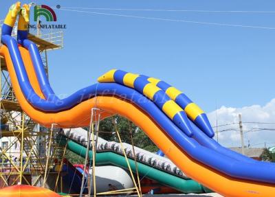 China Seahorse Plato PVC Inflatable Water Slide / Yellow Blue Giant Water Slide For Rentals for sale