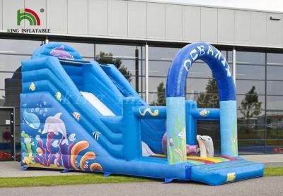 China Durable PVC Inflatable Dry Slide Digital Printed Blue Oceanic With CE Blower for sale