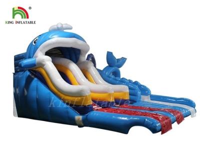 China Blue One Lane Inflatable Water Slide With Bouncer For Water Park for sale
