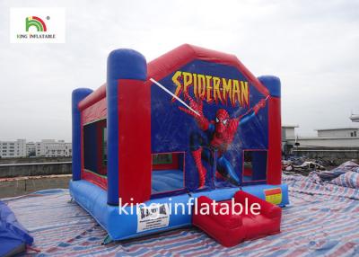 China Blue And Red Commercial Inflatable Bounce House Spiderman Print For Rent for sale