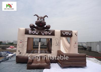 China Brown Dog Inflatable Jumping House 0.45-0.55mm PVC Tarpaulin Water Resistant for sale