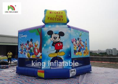 China Blue Inflatable Bouncy Castle For Kids Jumping Cartoon Printing for sale