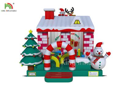China Red / White Color Inflatable Bouncy Castle House With Christmas Tree For Business for sale