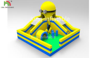 China Yellow Minions Indoor Bouncy Inflatable Jumping Castle Obstacle Dry Slide OEM for sale