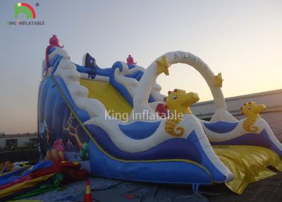 China Parque temático inflável azul do campo de jogos da corrediça da criança dos leões-de-chácara de encerado do PVC à venda