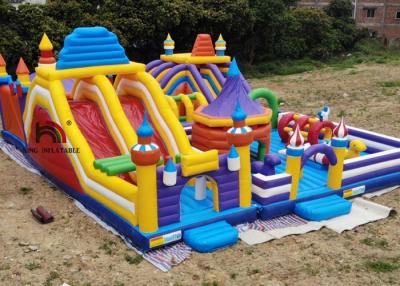 China Outdoor 20mL Yellow Rocket Inflatable Amusement Park For Kids Use Logo Printing for sale