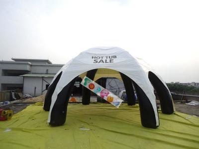 China 10m Span Inflatable Airtight Spider Event Tent Black PVC Frame Posts With White Printed Roof for sale