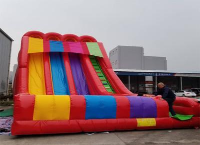 China Large Outdoor EN14960 Carnival 3 lane Inflatable Water Slide For Kids for sale