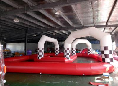 China Outdoor Large Kids Adults Inflatable Car Race Course Track for sale