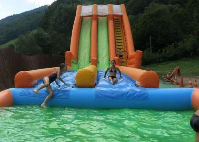 China 0.55mm Plato Inflatable Water Slide With Swimming Pool for sale