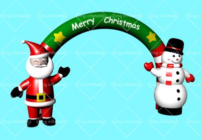 China La Feliz Navidad inflable al aire libre del rey 420D arquea la tela de nylon de Santa Claus Snowman en venta