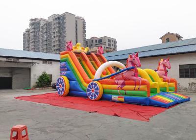 China Inflatable Unicorn Carriage Dry Slide Outdoor With Air Blower for sale
