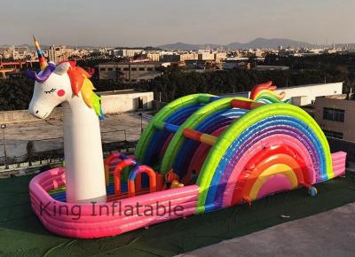 China EN71 0.55 Mm PVC Unicorn Bouncer Inflatable Rainbow Dry Slide for sale