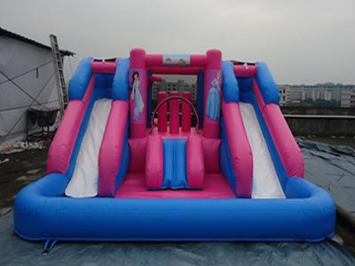 China Outdoor Amusement Park Black Color Inflatable Water Slide With Pool For Kids for sale
