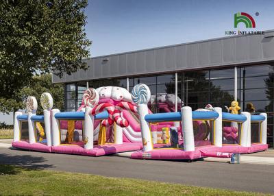 China Parque de atracciones inflable de Candyland de Platón del rosa comercial del PVC 10m con la diapositiva en venta