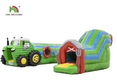 China Logo Printing Green 6.5m Tractor Inflatable Obstacle Course For Party for sale