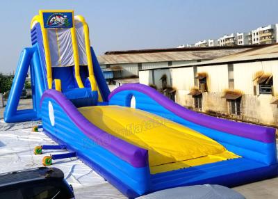 China Blue / Yellow Inflatable Water Slide Games Commercial 12 * 4m hippo slide For Beach for sale