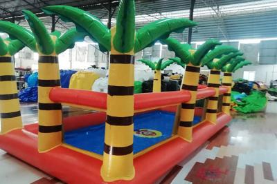 China Outdoor Garden Inflatable Swimming Pool With Palm Tree Fence For Kids Playing for sale