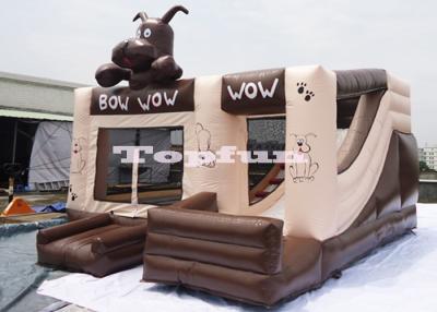 China 0.55mm PVC Tarpaulin Inflatable Chocolate Jumping Bouncer Castle With Slide for sale