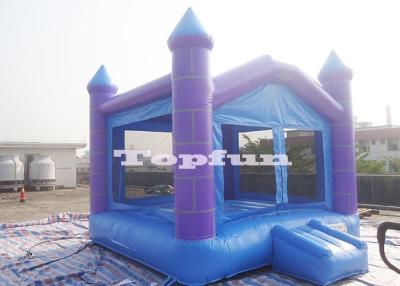 China 15feet Purple / Blue Inflatable Jumping Castle With Roof And Mash Windows for sale