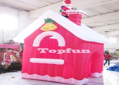 China Mini Merry Christmas Inflatable Red Houses For Santa Claus Xmas Decoration for sale