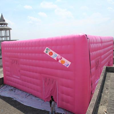 China Pink Fabric Inflatable Stitching Cube , Blowers Sewn Inflatable Cube Tent for sale