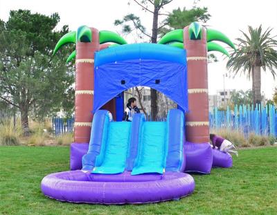China Colorful Inflatable Palm Tree Screamer Water Slide 0.55mm Plato PVC Material for sale
