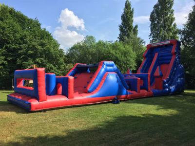 China Lead Free Inflatable Obstacle Courses 60ft With Slide for sale